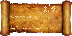 Klecker Imre névjegykártya